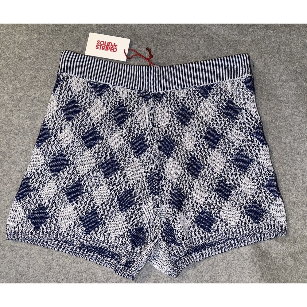 Solid & Striped M Baby Bike Short Plaited Open Knit Boho Lapis Blue Hot Pant NWT